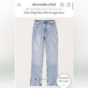 Abercrombie & Fitch Ultra High Rise 90s Straight Jean Vent Hem - Size 30 / 10R